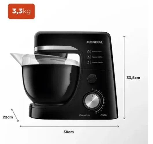 Batedeira Planetária, Mondial, 700W - BP-03-B