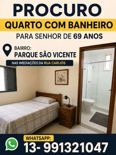 Aluguel de quarto, procuro.