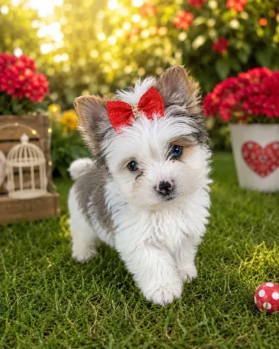 Sua linda filhote linda de yorkshire merle fêmea