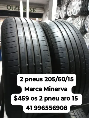 Pneus 205/60/15 marca minerva $549 os 2 pneu aro 15 roda muito ainda não é remold