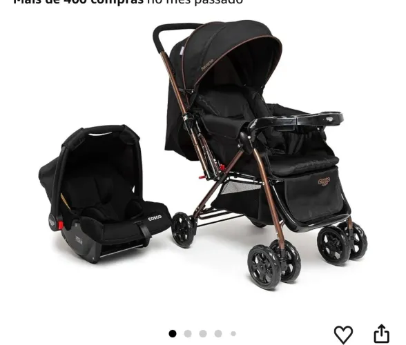 Carrinho de Bebê Alça Reversível com Bebê Conforto Cosco