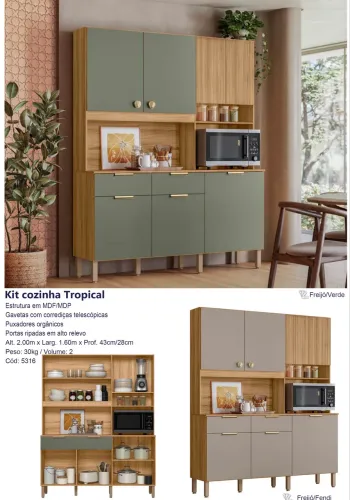 Armário de cozinha tropical 1,60m