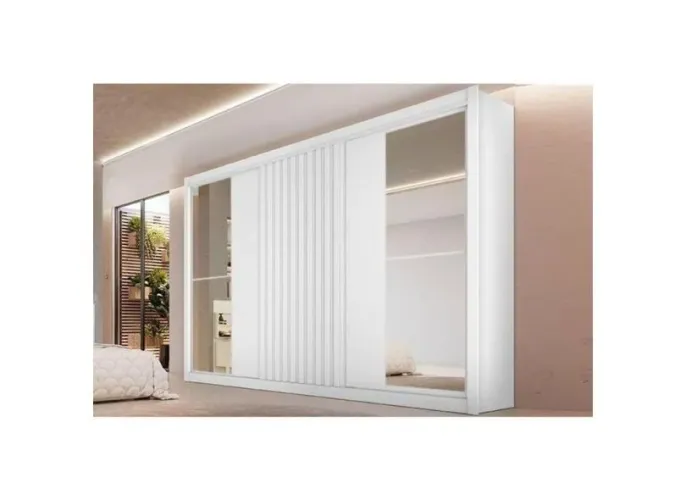Guarda Roupa Casal 3 Portas 6 Gavetas Vitoria 100% Mdf Móveis Europa Com Espelho Branco
