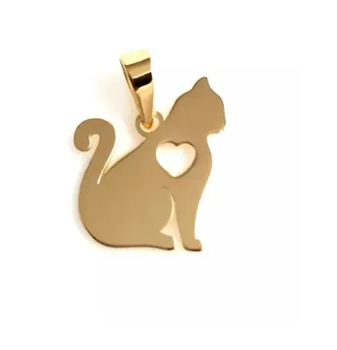Pingente Pet Gato Grande Ouro 18 Kilates 3.10 Gramas 30 mm
