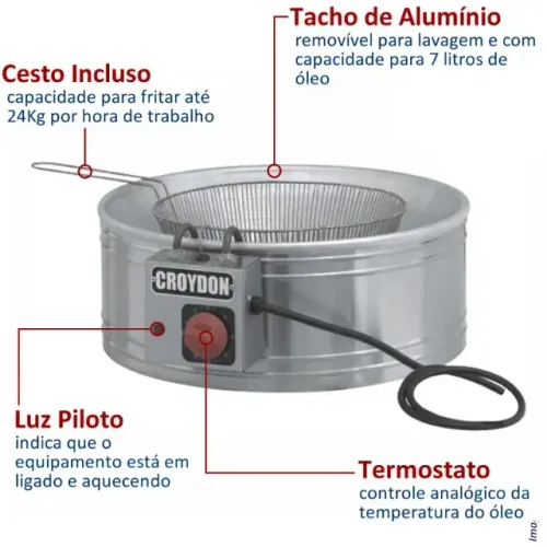 Tacho de Fritura Elétrico 7 Litros TFSL Croydon
