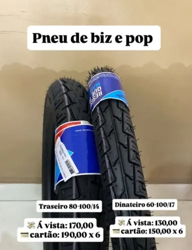 Par pneu traseiro e dianteiro biz e pop