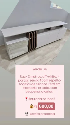 RACK 2 METROS OFF WHITE MUITO NOVO!