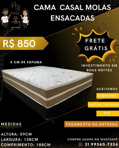 Cama box casal de mola ensacada