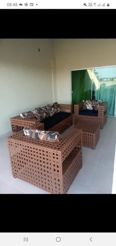 Conjunto de sofá em fibras sintéticas 