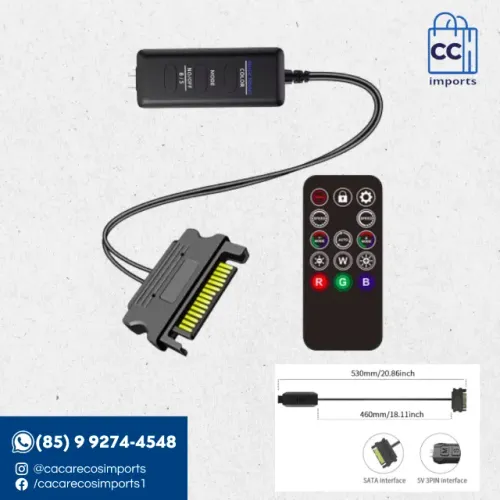 Controladora ARGB TEUCER LC-S50R 5V 3 pinos com Controle Remoto | Novo | Pronta Entrega
