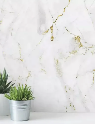 Papel de Parede Mármore Branco Dourado