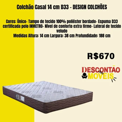 Colchão casal D33 promoção aproveite 670,00 dinheiro o Pix