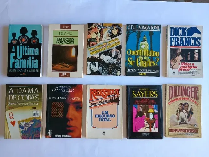 Lote de livros policiais/suspense/mistério - 10 volumes - Grandes autores