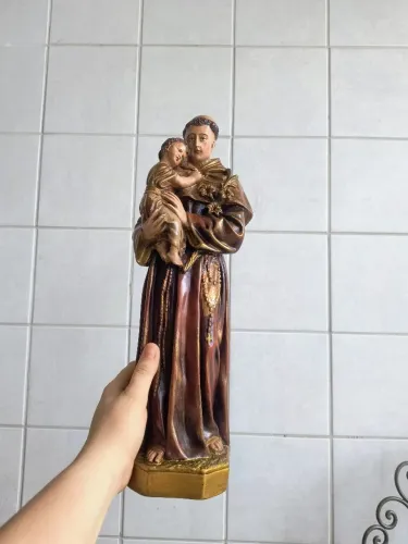 Santo Antônio grande escultura imagem Decoração antiguidade antigo antiquário santa casa