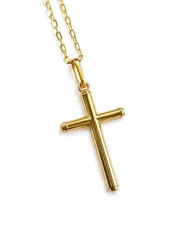 Corrente Ouro 18k Elo Cartier 35cm 3,2g + Pingente Cruz | Joia Fina Unissex