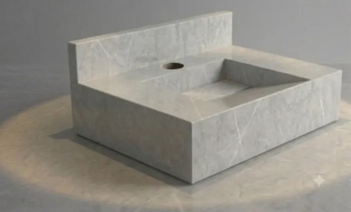 Pia Cuba Esculpida Porcelanato 50x30 Cinza Polido (Novo)