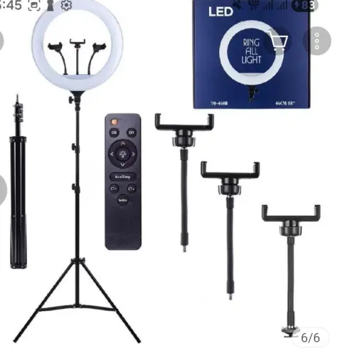 Ring Light 18 polegadas Com suporte 3 celulares e Tripé 2,10 altura 