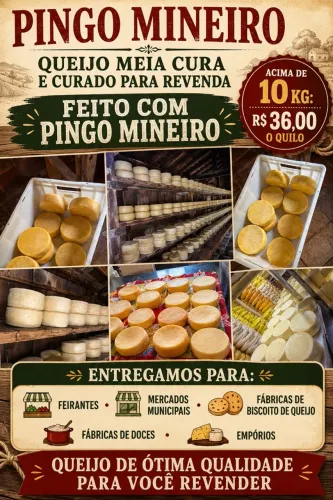 Queijo meia cura e curado no atacado feito com pingo mineiro