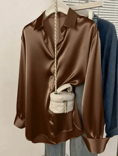 Blusa Marrom Cetim SHEIN