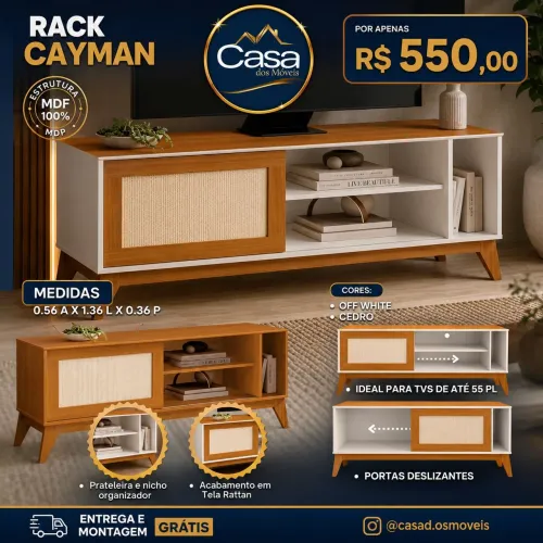 Rack Cayman tv até 55 polegadas