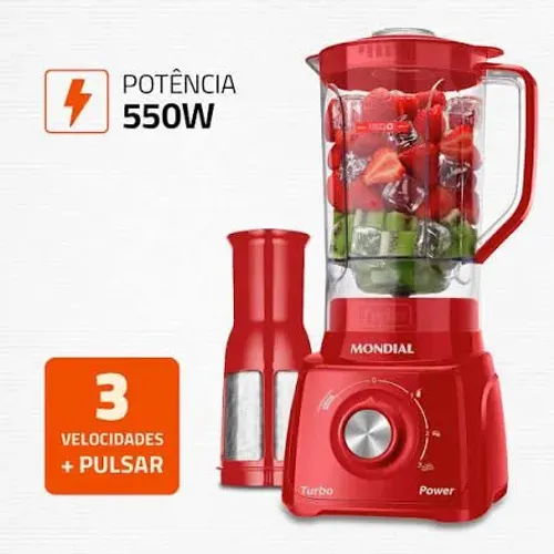 Liquidificador Mondial Turbo Power Vermelho - Novo na Caixa | 3 Velocidades + Pulsar ?