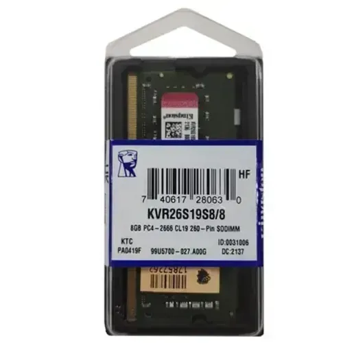 Memória para Notebook DDR4 8GB 2666MHz Kingston KVR26S19S8 8