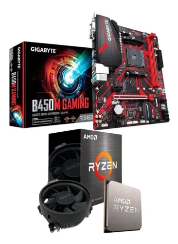 Kit Upgrade PC Gamer Placa Mãe Gigabyte B450m Gaming + Ryzen 5 5500