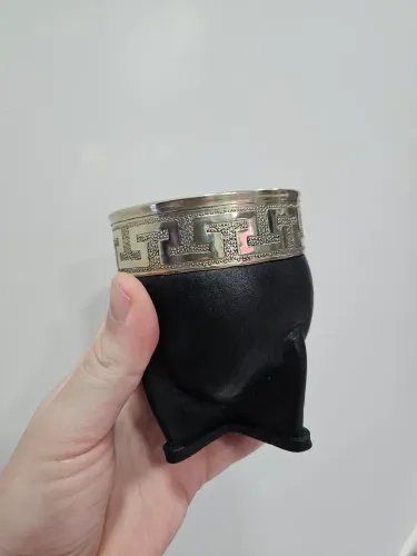 Cuia Uruguaia Imperial couro e alpaca