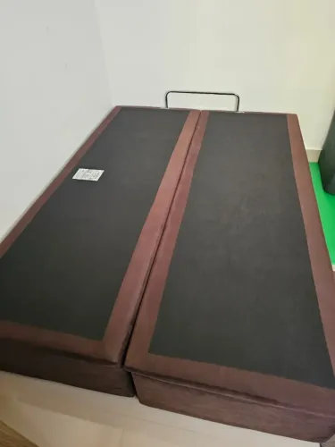 Cama Baú Ortobom Base Sommier Nobuck Brown (Casal) - Excelente Estado