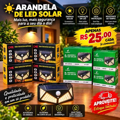 Lâmpada solar 9 unidades, cada 25,00 o kit 225,00.