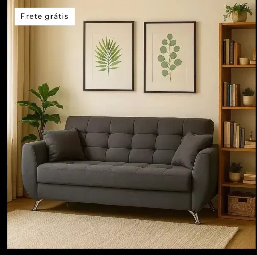 Sofá 3 Lugares Larissa Suede Cinza