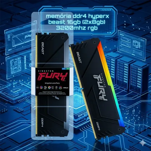 memória RAM DDR4 Hyperx beast 16GB (2x8GB) Lacradas 3200MHz