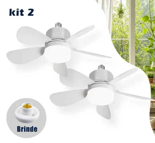 2 Ventiladores de Teto com Lâmpada Led integrada e Controle Remoto
