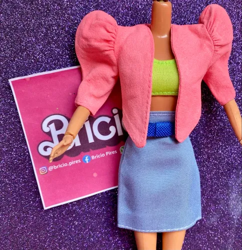 Roupinha para j bj o eca Barbie Lia amiga modelo moda jeans 1990