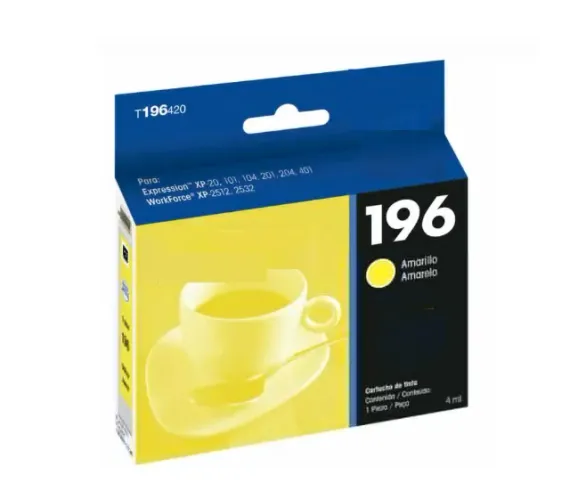 Cartucho Epson 196 Amarelo T196420 Xp-104 Xp-401 Wf-2512 Wf-2532