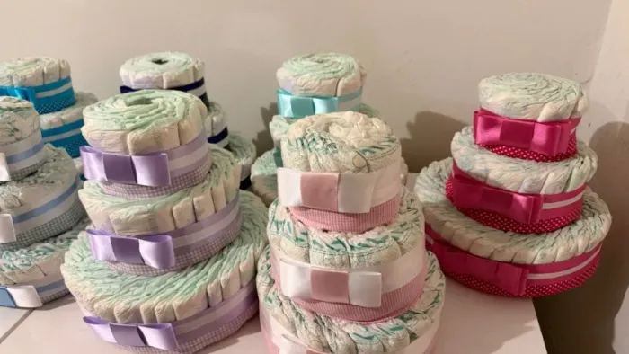 Bolo de Fraldas Decorativo Chá de Bebê / Chá Revelação