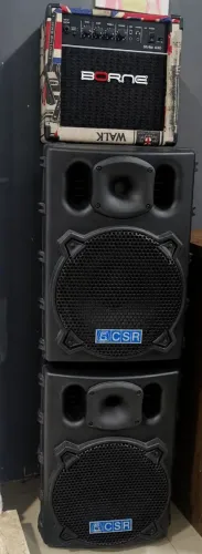 Vendo ou troco Amplificador Borne e Caixa de Som CSR ativa e passiva.