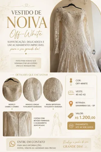 Vestido de Noiva Atelier Maria Virgínia - Renda Importada - Tam. 40/42