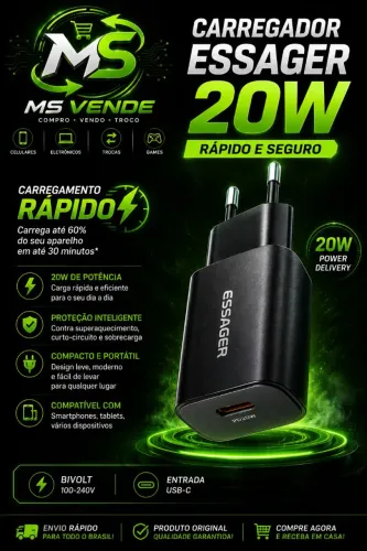 Carregador ESSAGER 20W USB-C 20w