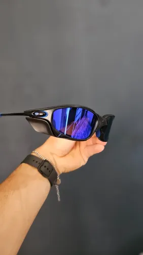 Juliet Carbon neon blue + side blinder