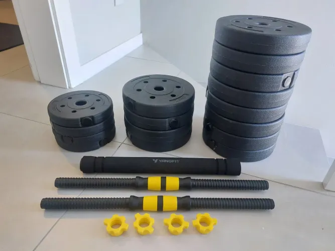 Kit Halteres, anilha e Barra Kit Musculação Ajustável 40kg