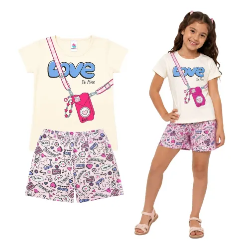 Conjunto infantil menina (short e camisa)