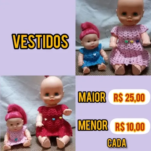 roupas em crochê para boneca baby alive e bebê