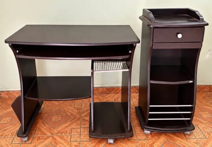Conjunto Escrivaninha para Computador + Gaveteiro/Organizador com Rodinhas