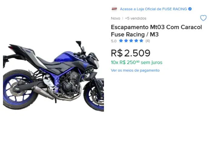 Escapamento Caracol MT 03