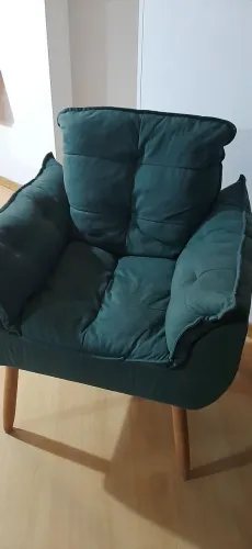 POLTRONA RETRO MARCA OPALA COR VERDE MUSGO TECIDO SUEDE