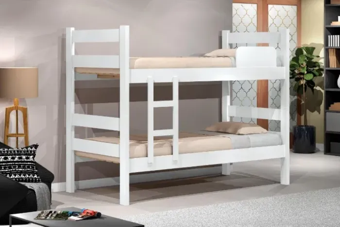 Cama Beliche em MDF Com escada e barra de proteção. Entrega grátis.