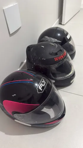 Capacete, luva, capa, corrente para moto - kit
