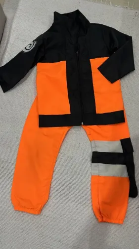 fantasia Naruto - calça e casaco com zíper, tamanho 6-8 anos