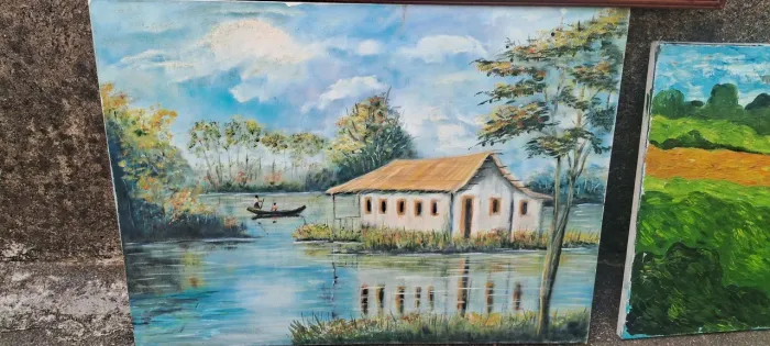 Quadro grande antigo óleo sobre tela